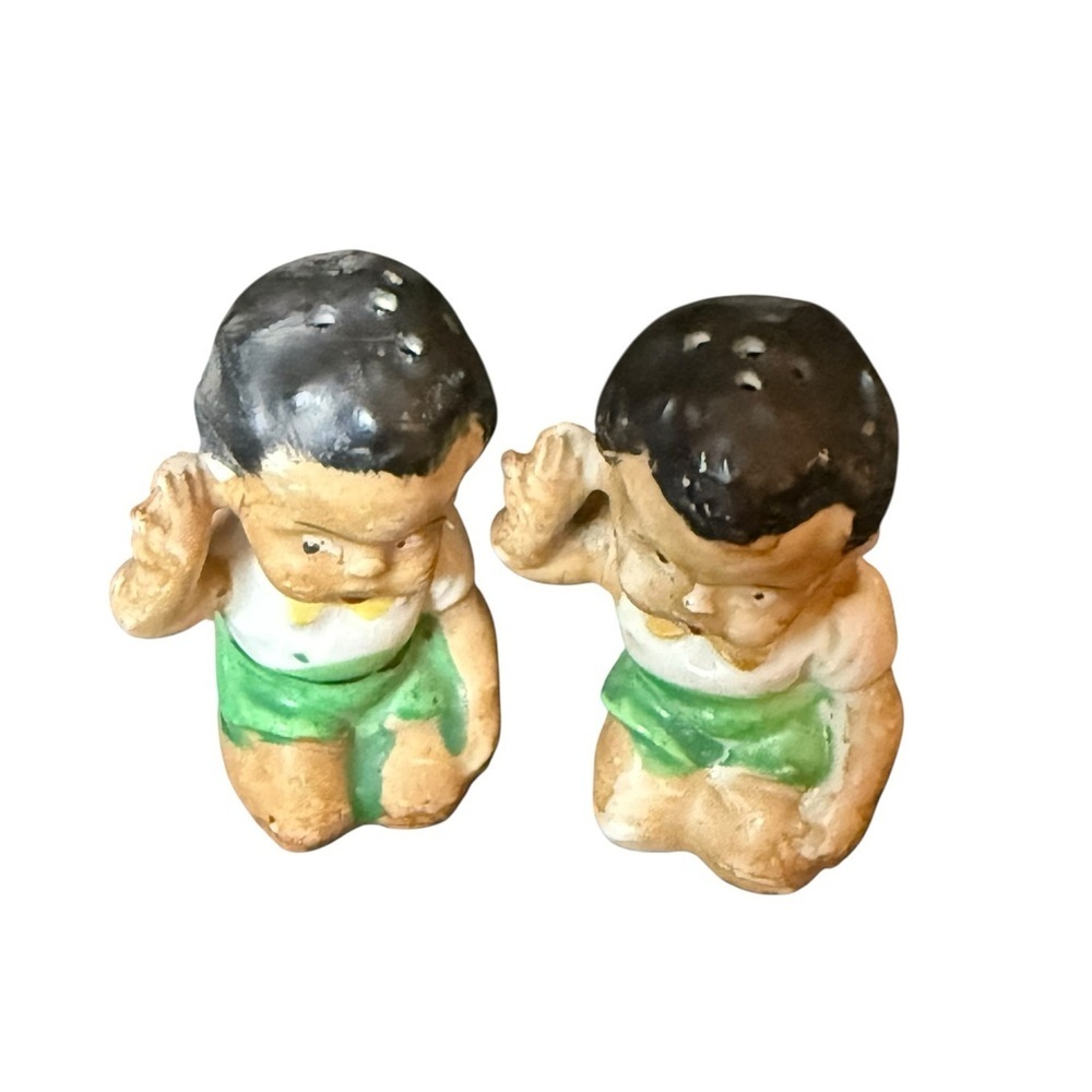 Vintage Young Boys Salt & Pepper Shakers Japan